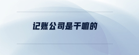 記賬公司是干嘛的