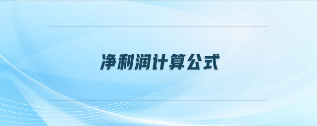 凈利潤(rùn)計(jì)算公式