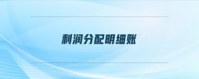 利潤(rùn)分配明細(xì)賬