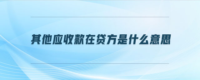 其他應收款在貸方是什么意思