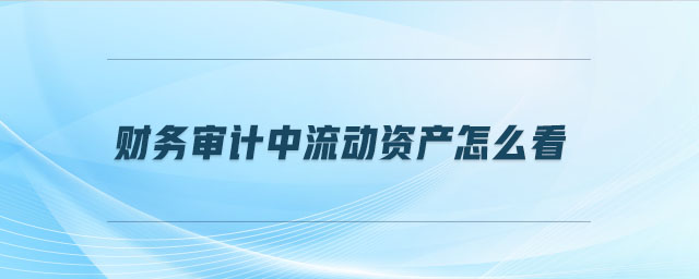 財(cái)務(wù)審計(jì)中流動(dòng)資產(chǎn)怎么看
