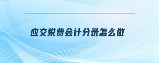 應(yīng)交稅費(fèi)會(huì)計(jì)分錄怎么做
