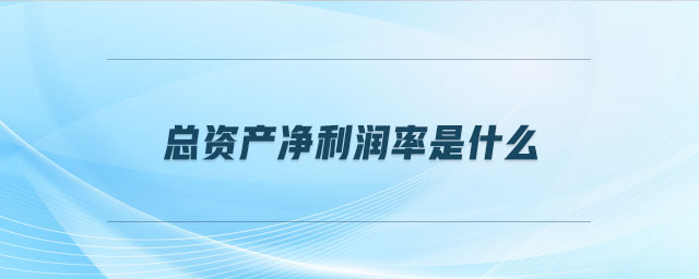 總資產(chǎn)凈利潤(rùn)率是什么