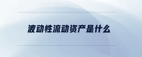 波動性流動資產(chǎn)是什么