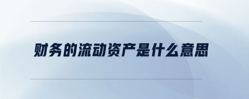 財務(wù)的流動資產(chǎn)是什么意思