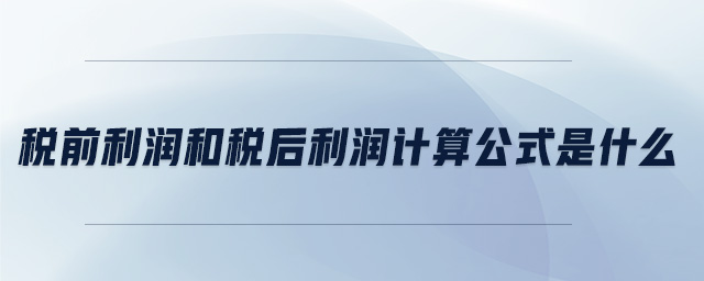 稅前利潤和稅后利潤計算公式是什么