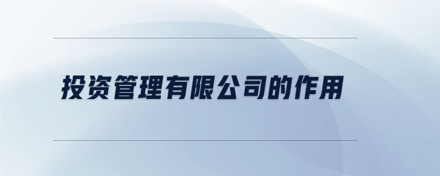 投資管理有限公司的作用