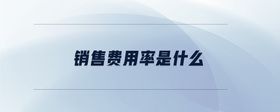 銷售費用率是什么