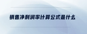 銷(xiāo)售凈利潤(rùn)率計(jì)算公式是什么