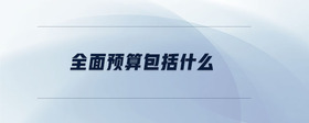 全面預(yù)算包括什么