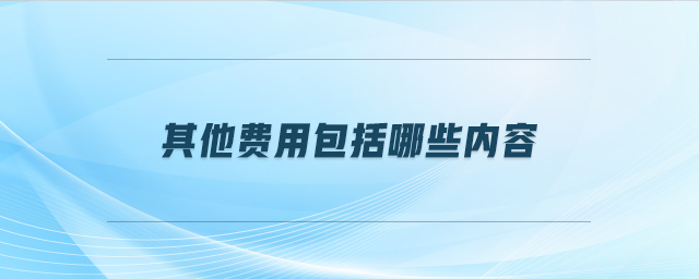 其他費(fèi)用包括哪些內(nèi)容