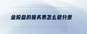 金稅盤的服務(wù)費(fèi)怎么做分錄