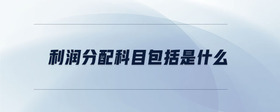 利潤分配科目包括是什么