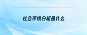 社會環(huán)境分析是什么
