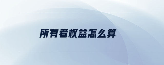 所有者權(quán)益怎么算 所有者權(quán)益怎么算