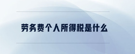 勞務(wù)費個人所得稅是什么