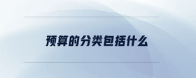 預(yù)算的分類包括什么