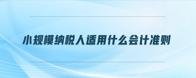小規(guī)模納稅人適用什么會計準則