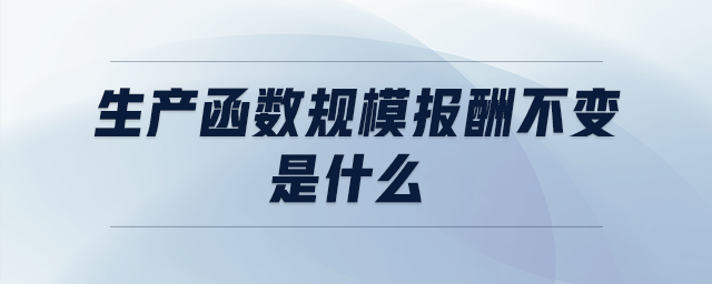 生產(chǎn)函數(shù)規(guī)模報酬不變是什么