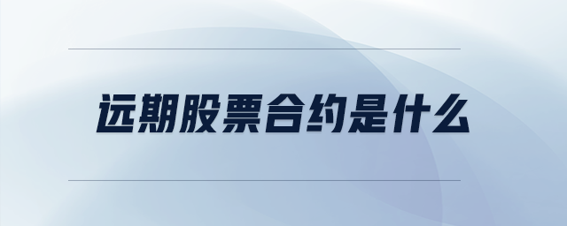 遠(yuǎn)期股票合約是什么