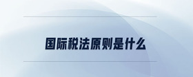 國際稅法原則是什么