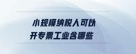小規(guī)模納稅人可以開專票工業(yè)含哪些