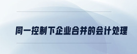 同一控制下企業(yè)合并的會計處理