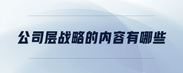 公司層戰(zhàn)略的內(nèi)容有哪些