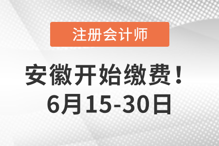 2022年安徽注會繳費時間6月15日開始！繳費從速！