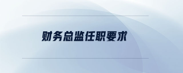 財務總監(jiān)任職要求