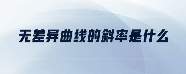 無(wú)差異曲線的斜率是什么