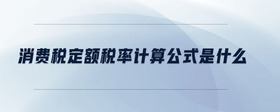 消費(fèi)稅定額稅率計算公式是什么
