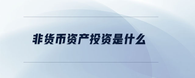 非貨幣資產(chǎn)投資是什么