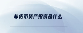 非貨幣資產(chǎn)投資是什么