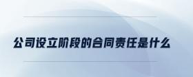 公司設(shè)立階段的合同責(zé)任是什么