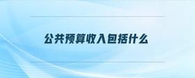 公共預(yù)算收入包括什么