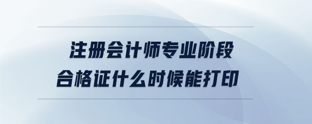 注冊會計師專業(yè)階段合格證什么時候能打印