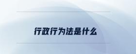 行政行為法是什么