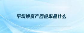 平均凈資產(chǎn)回報率是什么