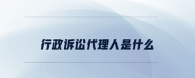 行政訴訟代理人是什么