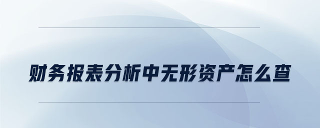 財務報表分析中無形資產怎么查