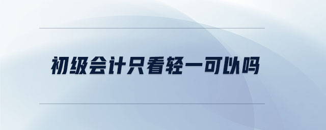 初級會計只看輕一可以嗎