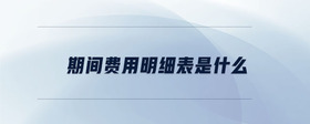 期間費用明細(xì)表是什么