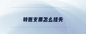 轉(zhuǎn)賬支票怎么掛失