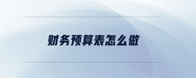 財務(wù)預(yù)算表怎么做