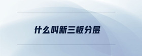 什么叫新三板分層