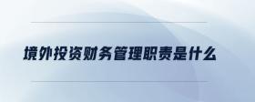 境外投資財(cái)務(wù)管理職責(zé)是什么