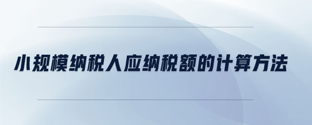 小規(guī)模納稅人應(yīng)納稅額的計算方法