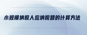 小規(guī)模納稅人應(yīng)納稅額的計(jì)算方法