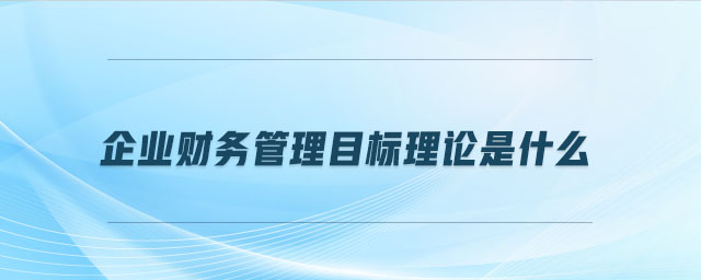 企業(yè)財(cái)務(wù)管理目標(biāo)理論是什么